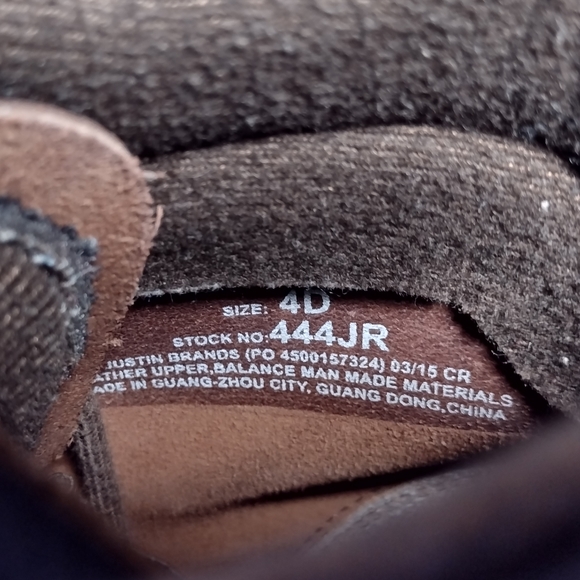 Justin Boots Rugged Bay Guacho Cow Kids Boots Size 4 Brown - Picture 7 of 9